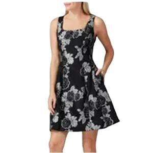 Prabal Gurung Collective Size 12 Black Silver Floral Jacquard Dress Pockets